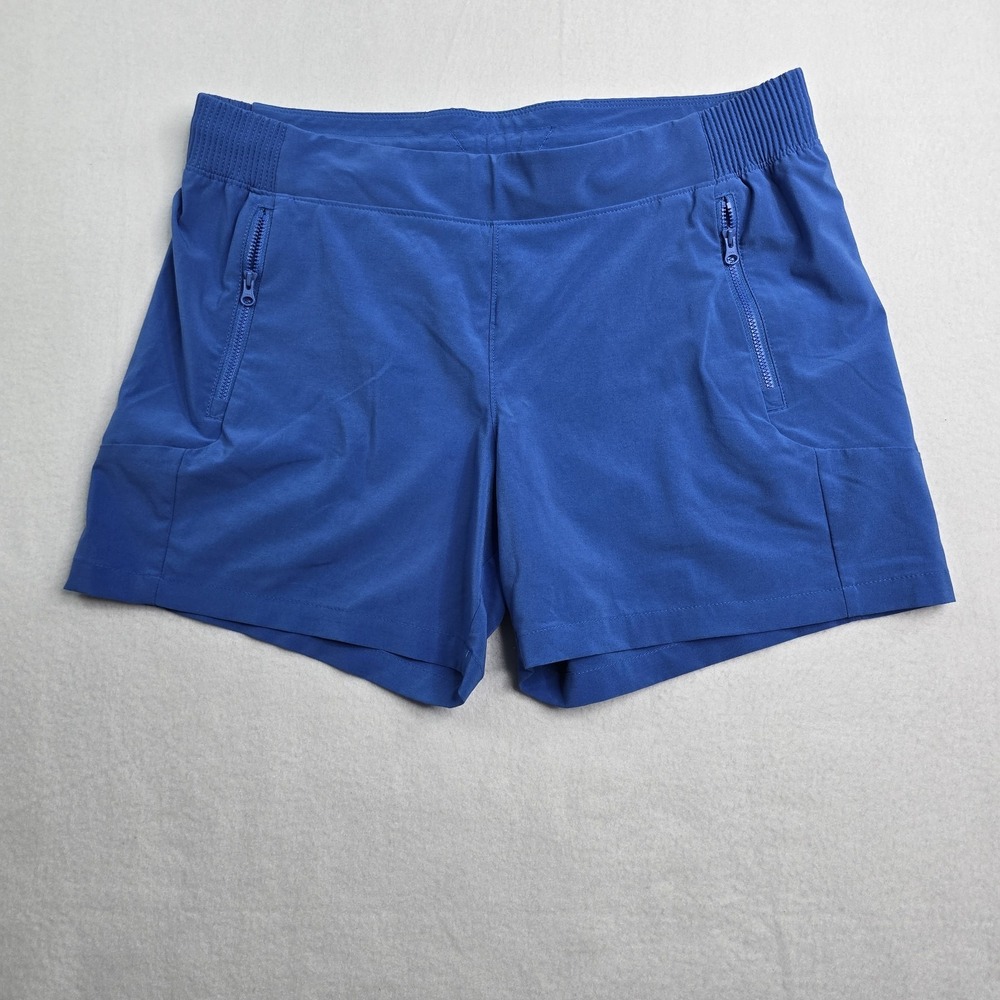 Columbia PFG blue shorts‎ women's Size Large 5in inseam EUC Fishing Zip Pocket